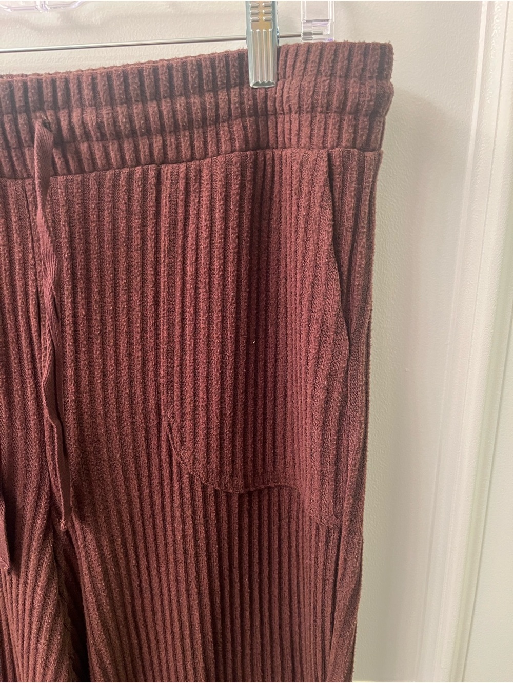 Ribbed Wide-Leg Lounge Pants in Brown - Picture 2 of 6
